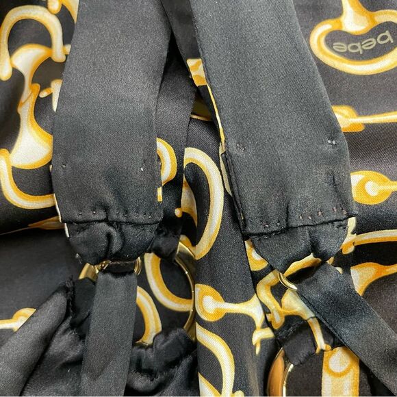 Vintage‎ Y2K 90's Bebe Silk Gold Horsebit Print Babydoll Top Small Camisole - Picture 13 of 13